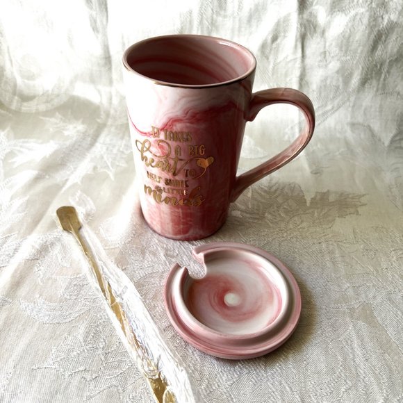 Present of Star Inspirational Teachers Appreciation Mug Lid Spoon Gift Set NIB - Picture 4 of 8